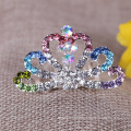 Moda Crianças Crown Rhinestone Tiara Pente